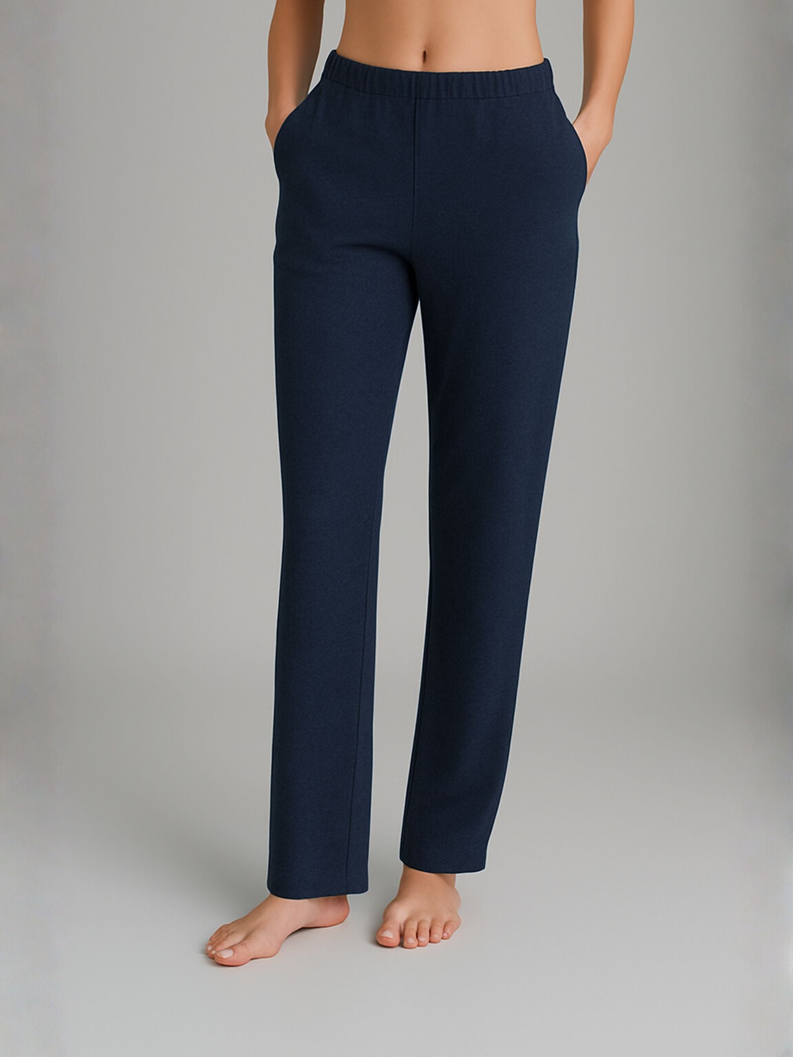 Pantalone dritto con tasche in Flannel Compact Blu Donna - Ragno