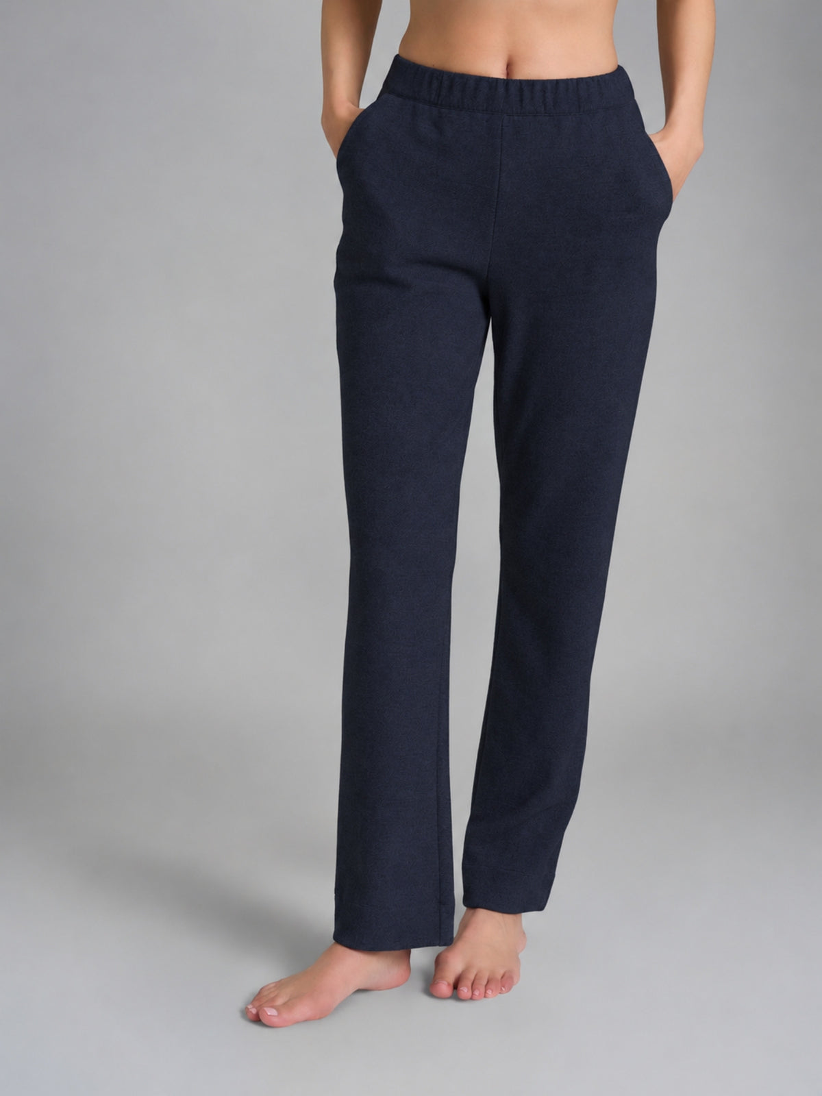 Pantalone dritto con tasche in Flannel Compact Blu Donna - Ragno