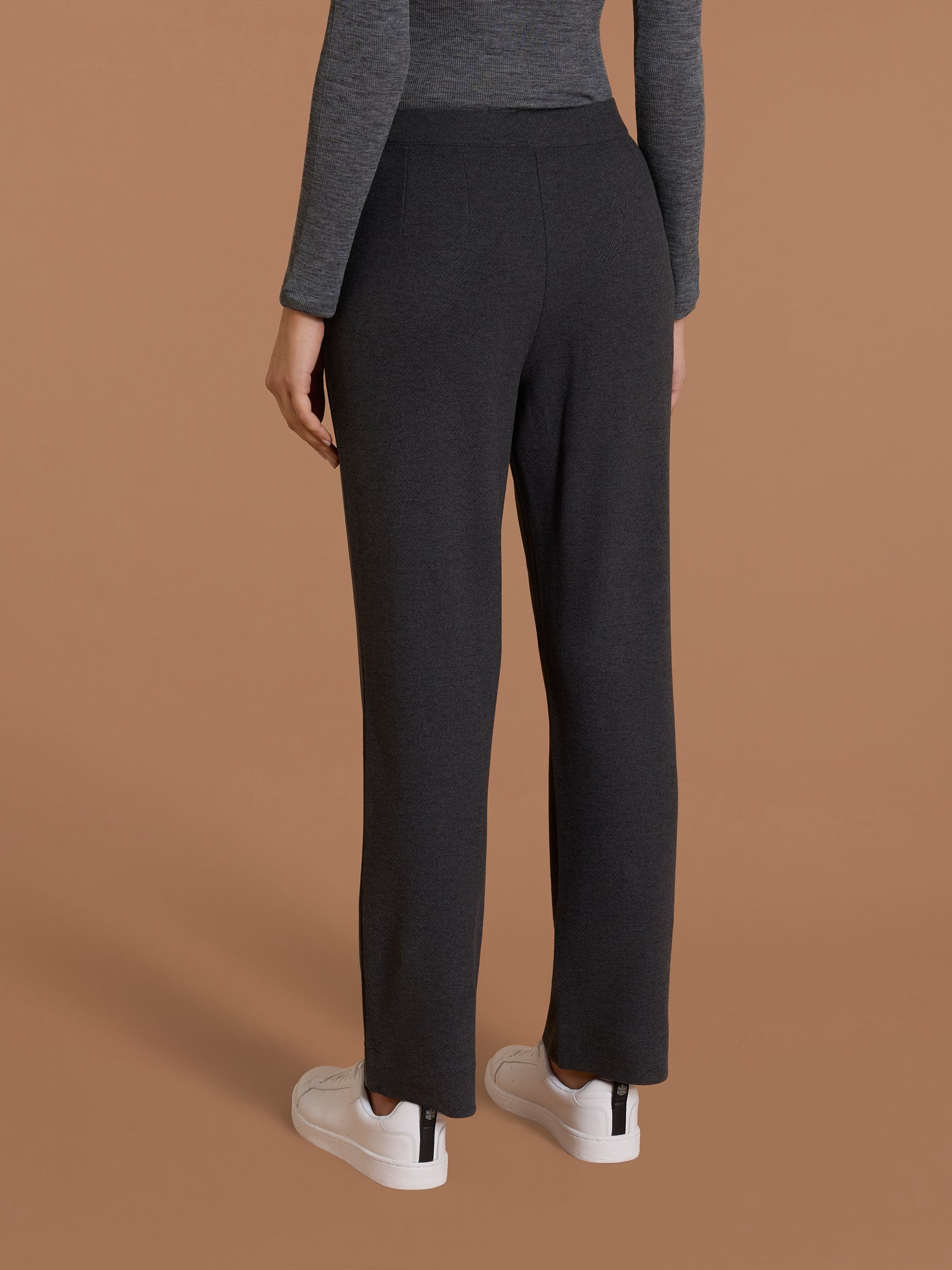 Pantalone dritto con tasche in Flannel Compact Neri Donna - Ragno