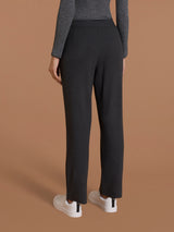 Pantalone dritto con tasche in Flannel Compact Neri Donna - Ragno