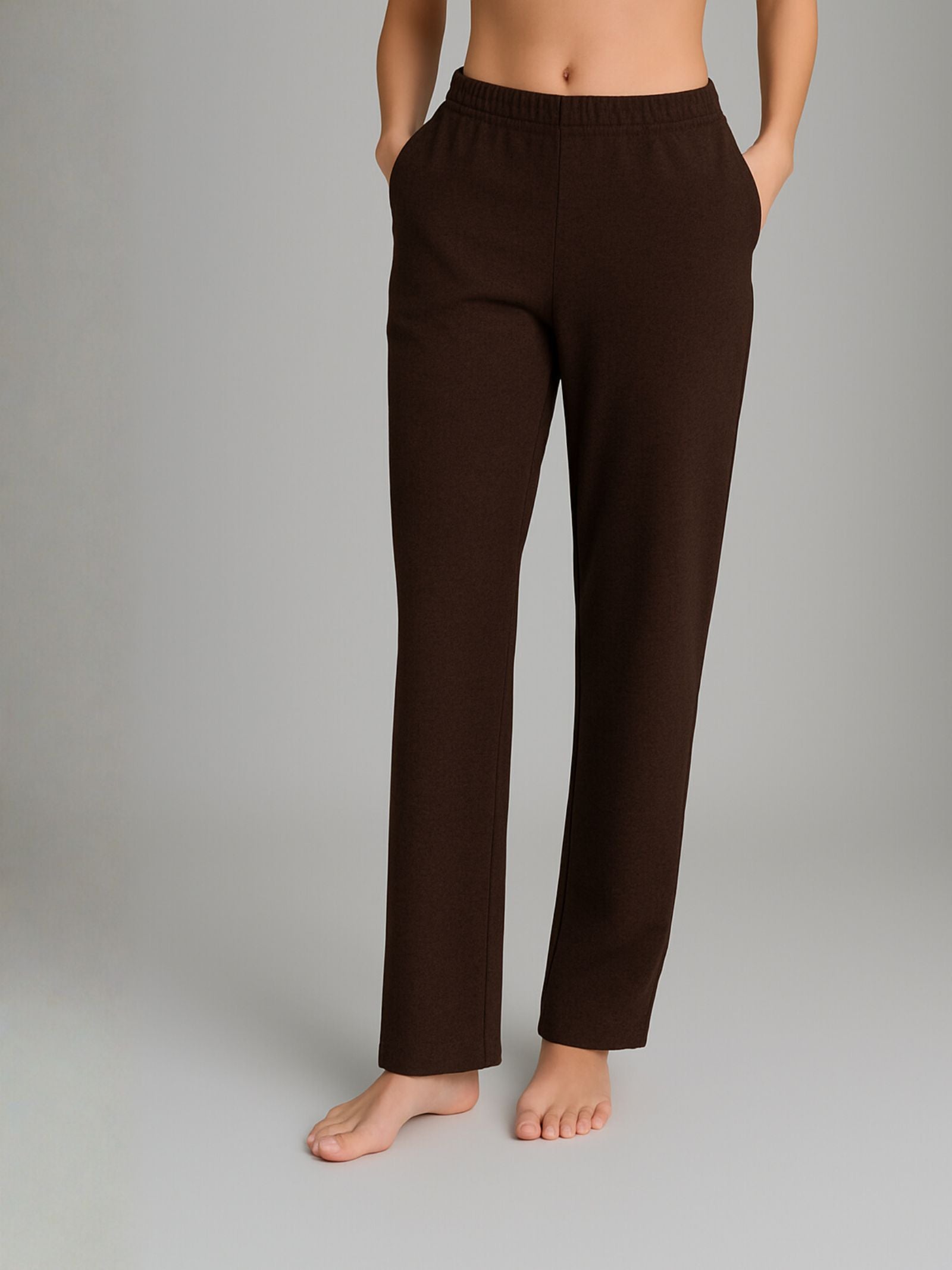 Pantalone dritto con tasche in Flannel Compact Marroni Donna - Ragno