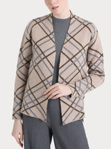 Cardigan aperto con fantasia check in Natural Soft Grigi Donna - Ragno