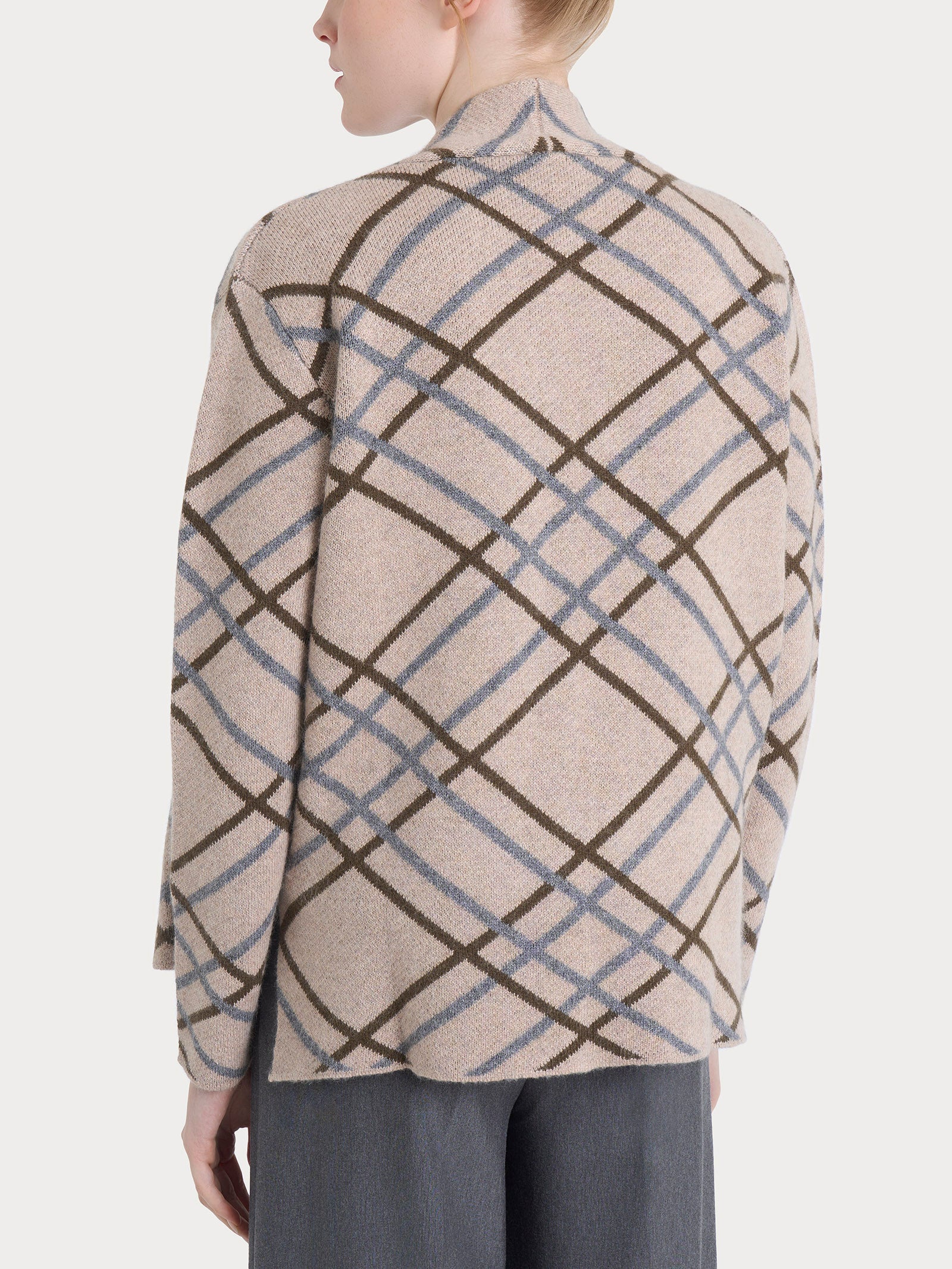 Cardigan aperto con fantasia check in Natural Soft Grigi Donna - Ragno