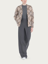 Cardigan aperto con fantasia check in Natural Soft Grigi Donna - Ragno