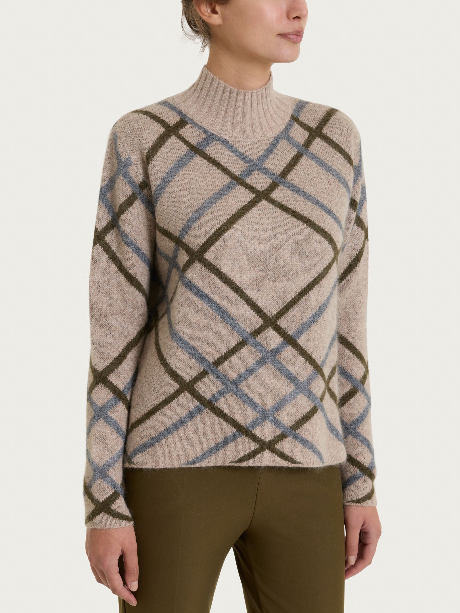 Lupetto con fantasia check in Natural Soft Grigi Donna - Ragno