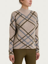 Lupetto con fantasia check in Natural Soft Grigi Donna - Ragno