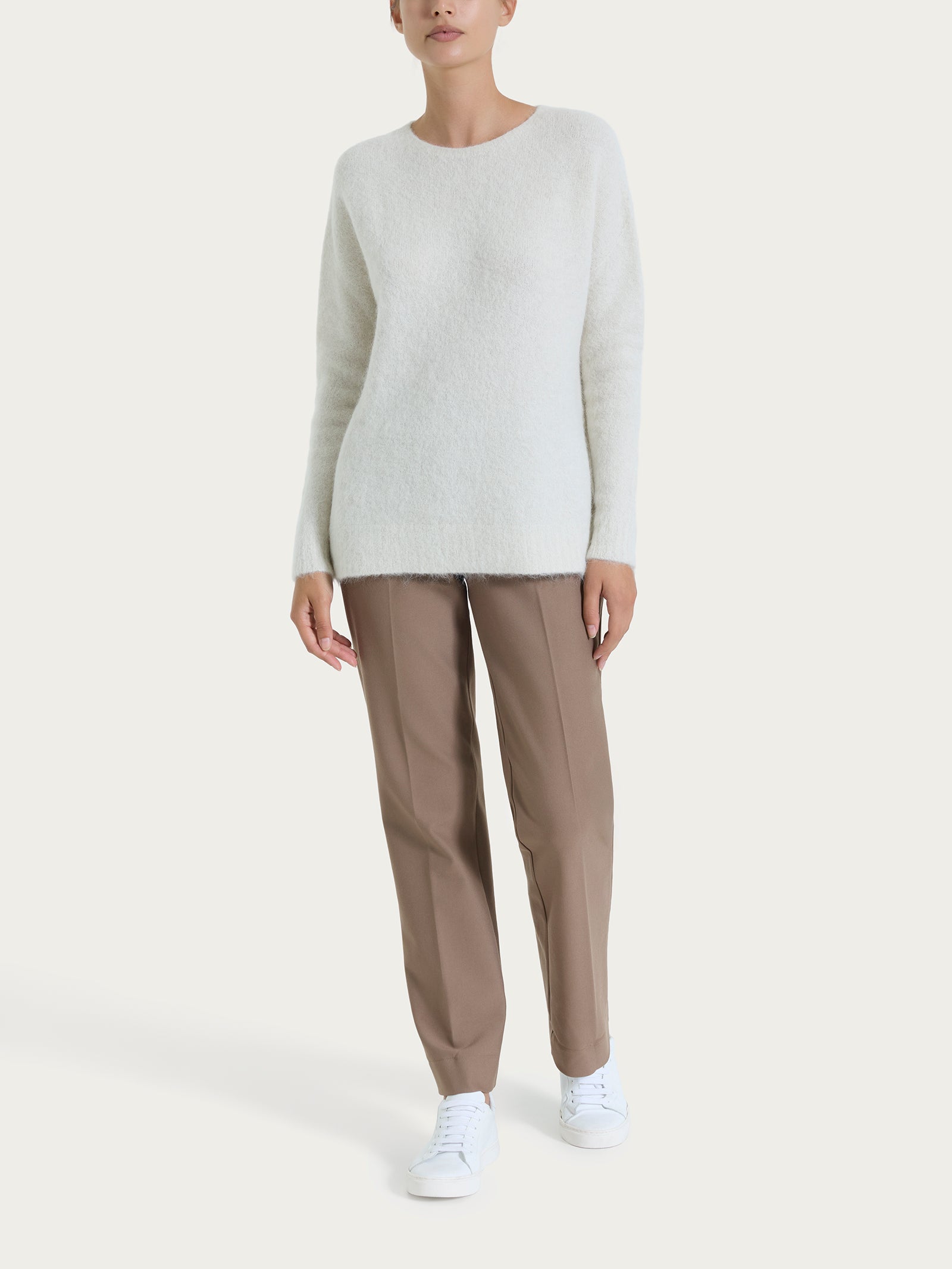 Maglia girocollo in Misto Alpaca Bianchi Donna - Ragno