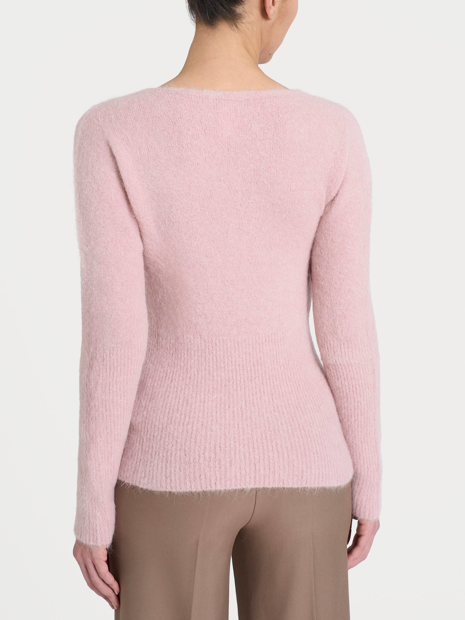 Maglia con scollo madonna in Misto Alpaca Rosa Donna - Ragno
