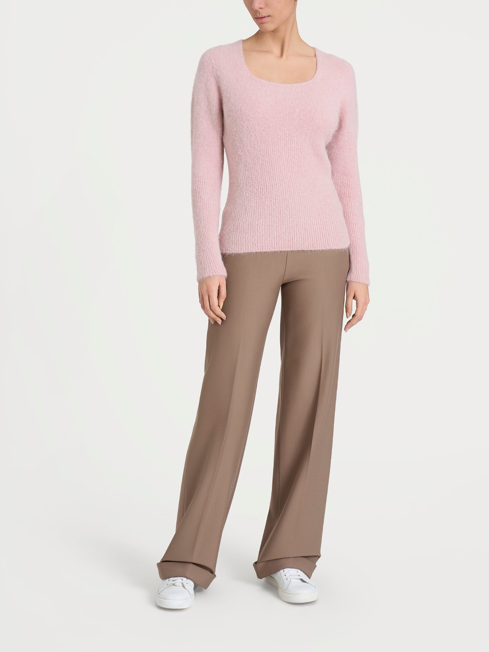 Maglia con scollo madonna in Misto Alpaca Rosa Donna - Ragno