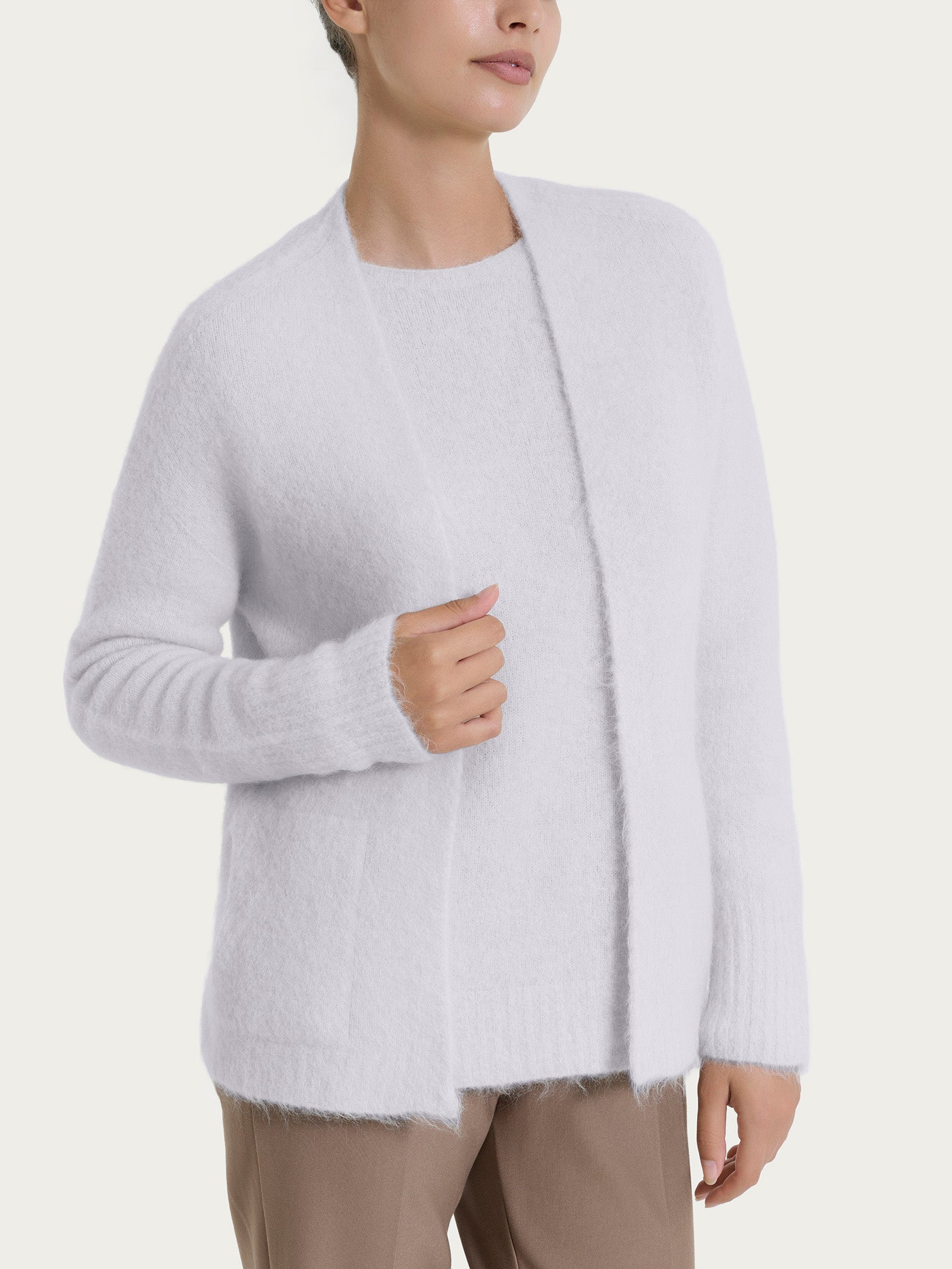 Cardigan aperto in Misto Alpaca Neri Donna - Ragno