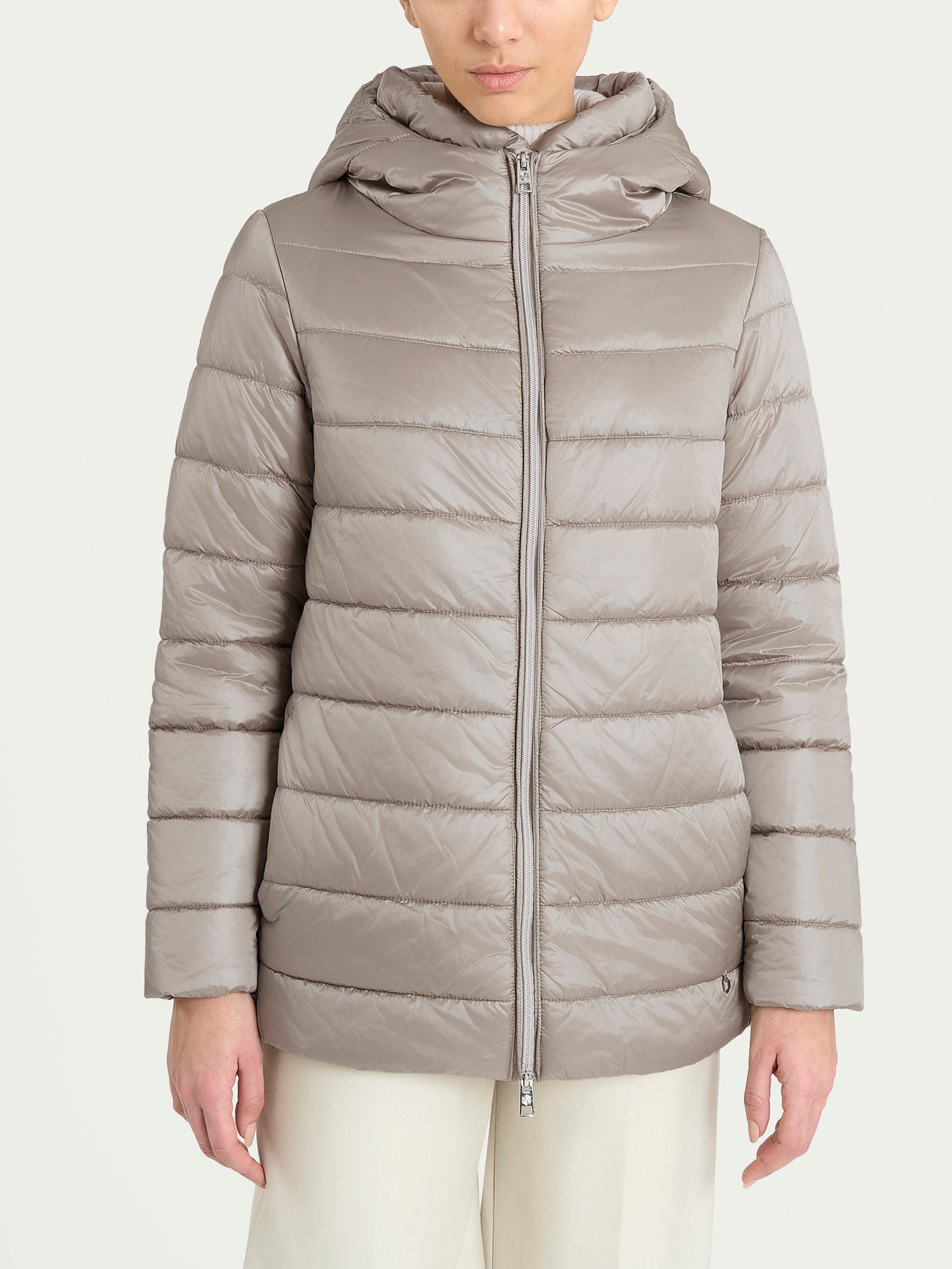 Piumerino shiny 150 grammi con cappuccio imbottito in lana Grigi Donna - Ragno
