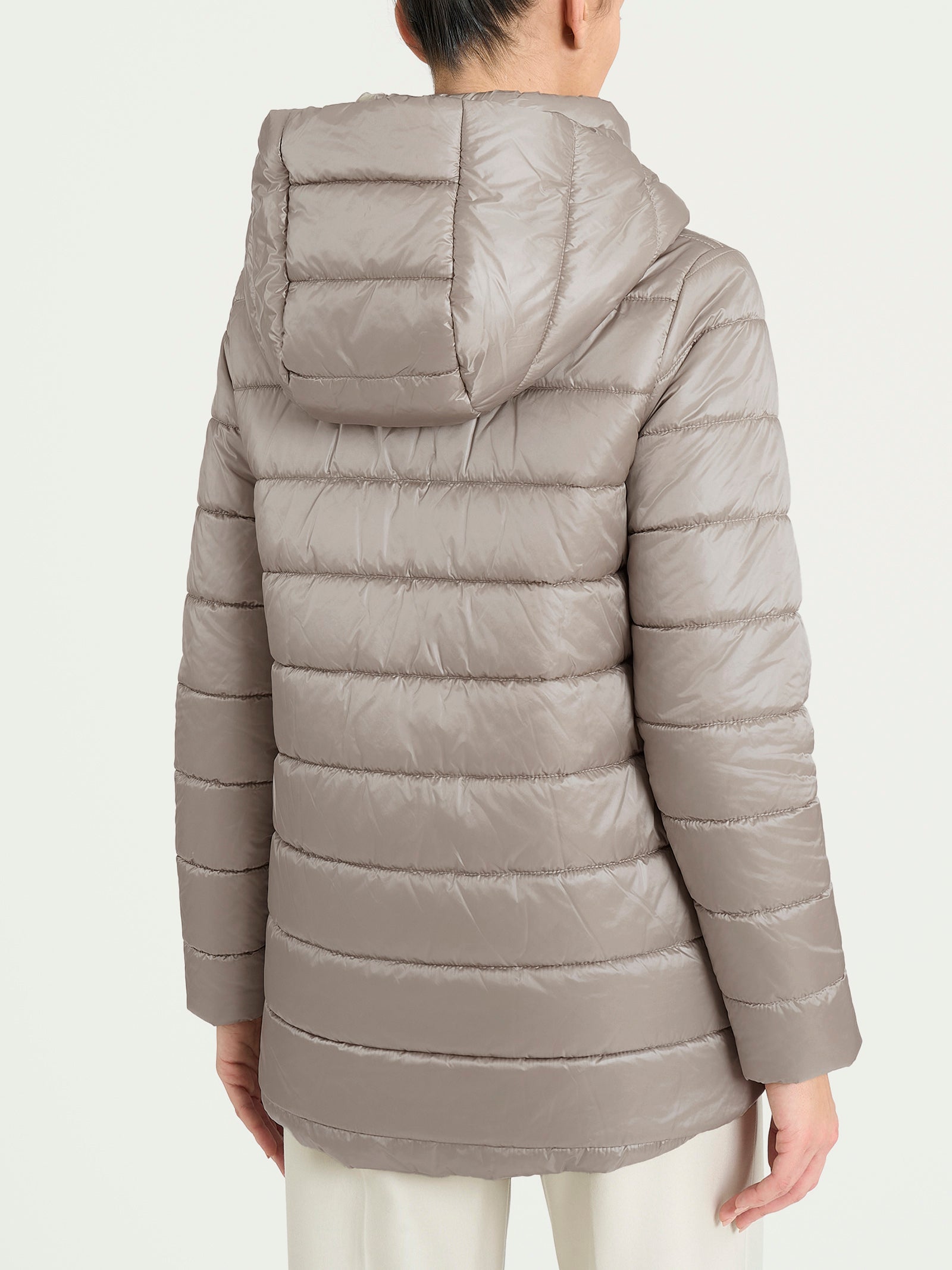 Piumerino shiny 150 grammi con cappuccio imbottito in lana Grigi Donna - Ragno