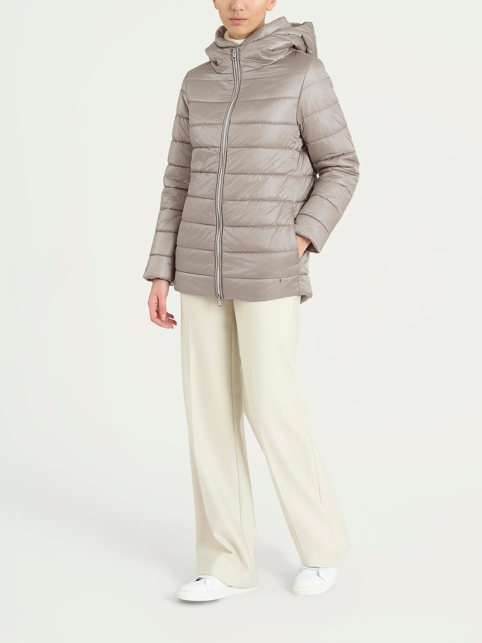 Piumerino shiny 150 grammi con cappuccio imbottito in lana Grigi Donna - Ragno