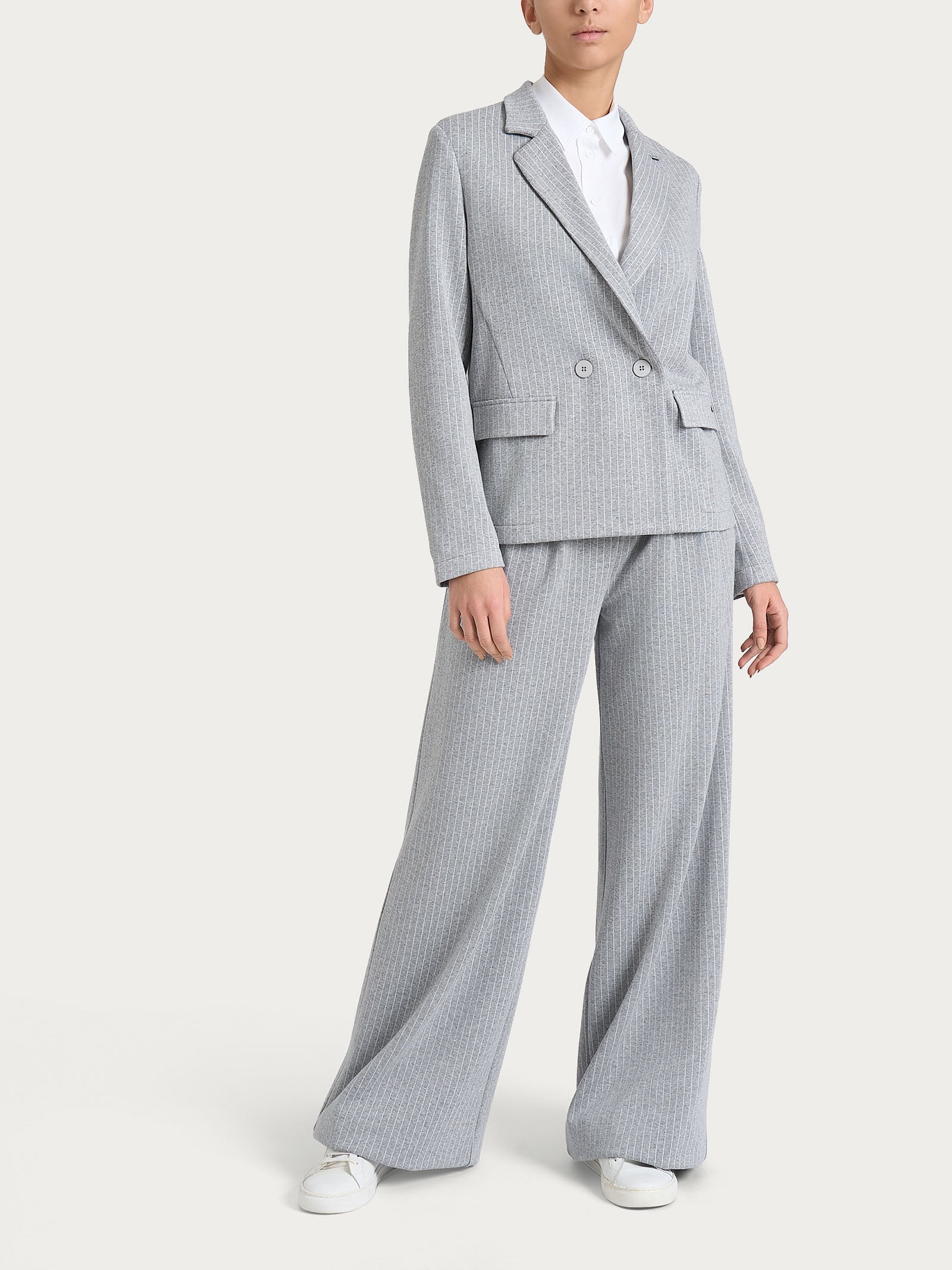 Blazer gessato doppio petto in Eco Jacquard Neri Donna - Ragno