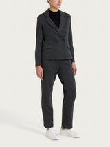 Blazer gessato doppio petto in Eco Jacquard Neri Donna - Ragno