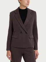 Blazer gessato doppio petto in Eco Jacquard Marroni Donna - Ragno