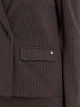 Blazer gessato doppio petto in Eco Jacquard Marroni Donna - Ragno