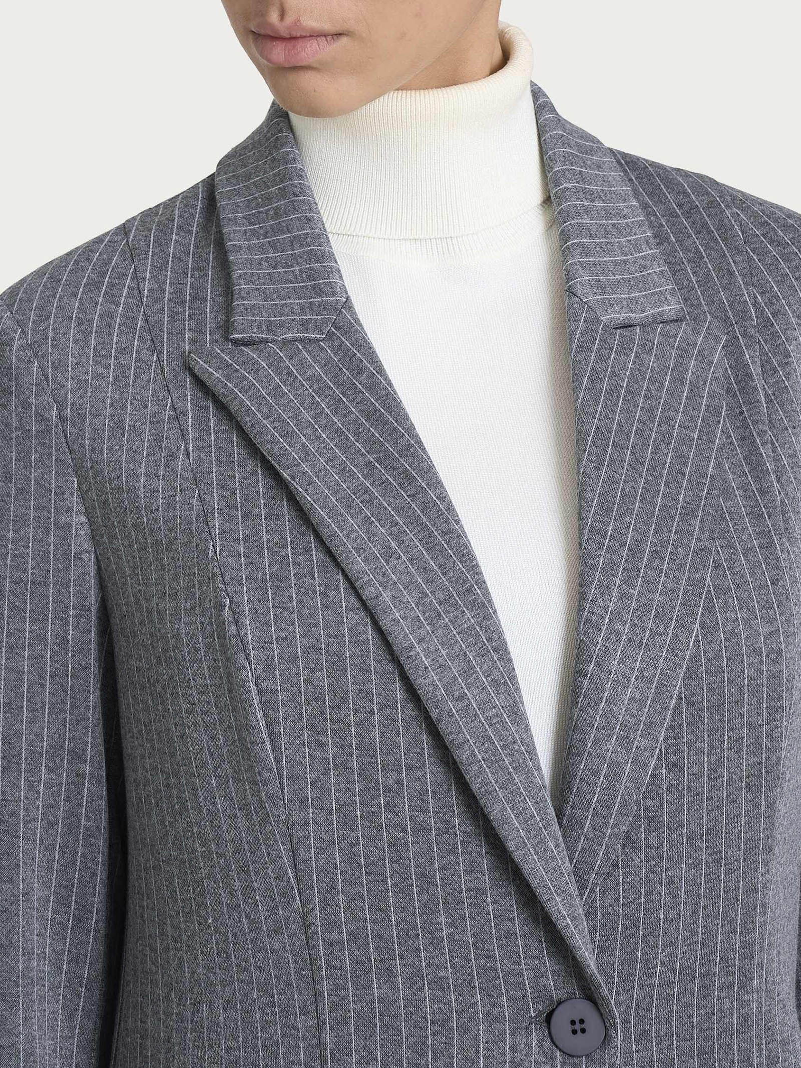 Blazer over gessato in Eco Jacquard Neri Donna - Ragno
