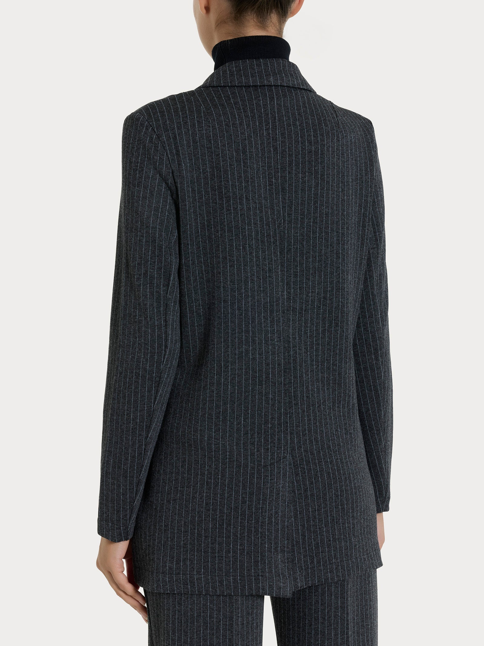 Blazer over gessato in Eco Jacquard Neri Donna - Ragno