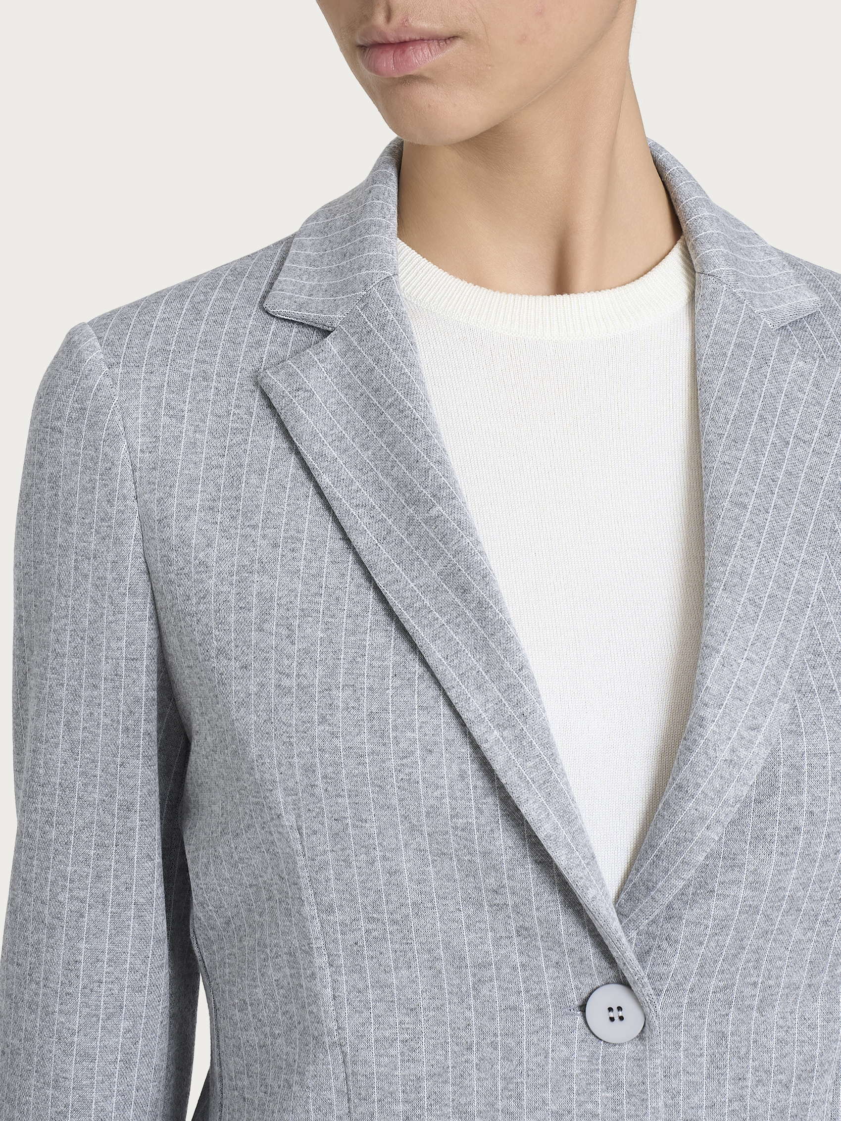 Blazer gessato con due bottoni in Eco Jacquard Neri Donna - Ragno