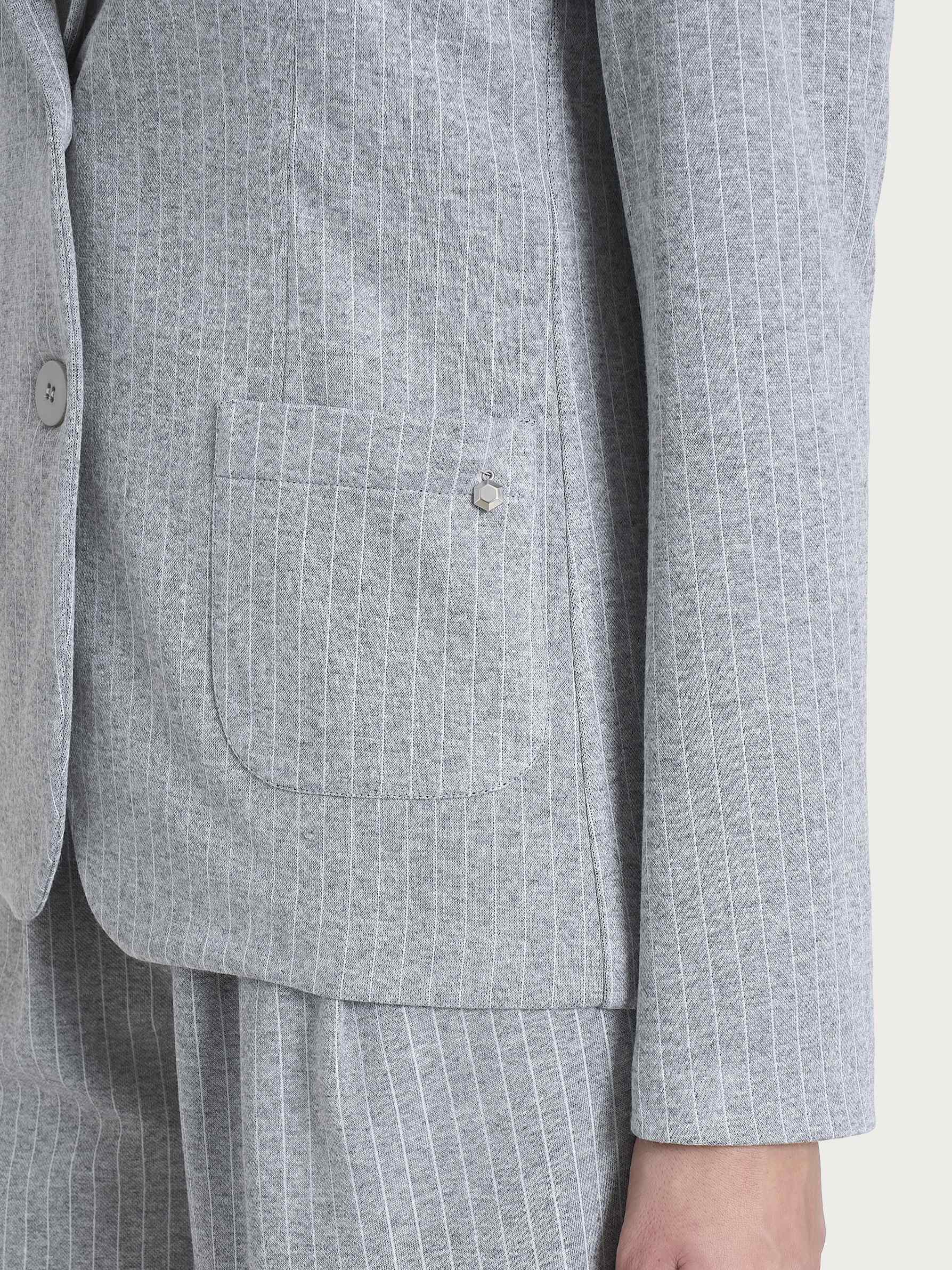 Blazer gessato con due bottoni in Eco Jacquard Neri Donna - Ragno