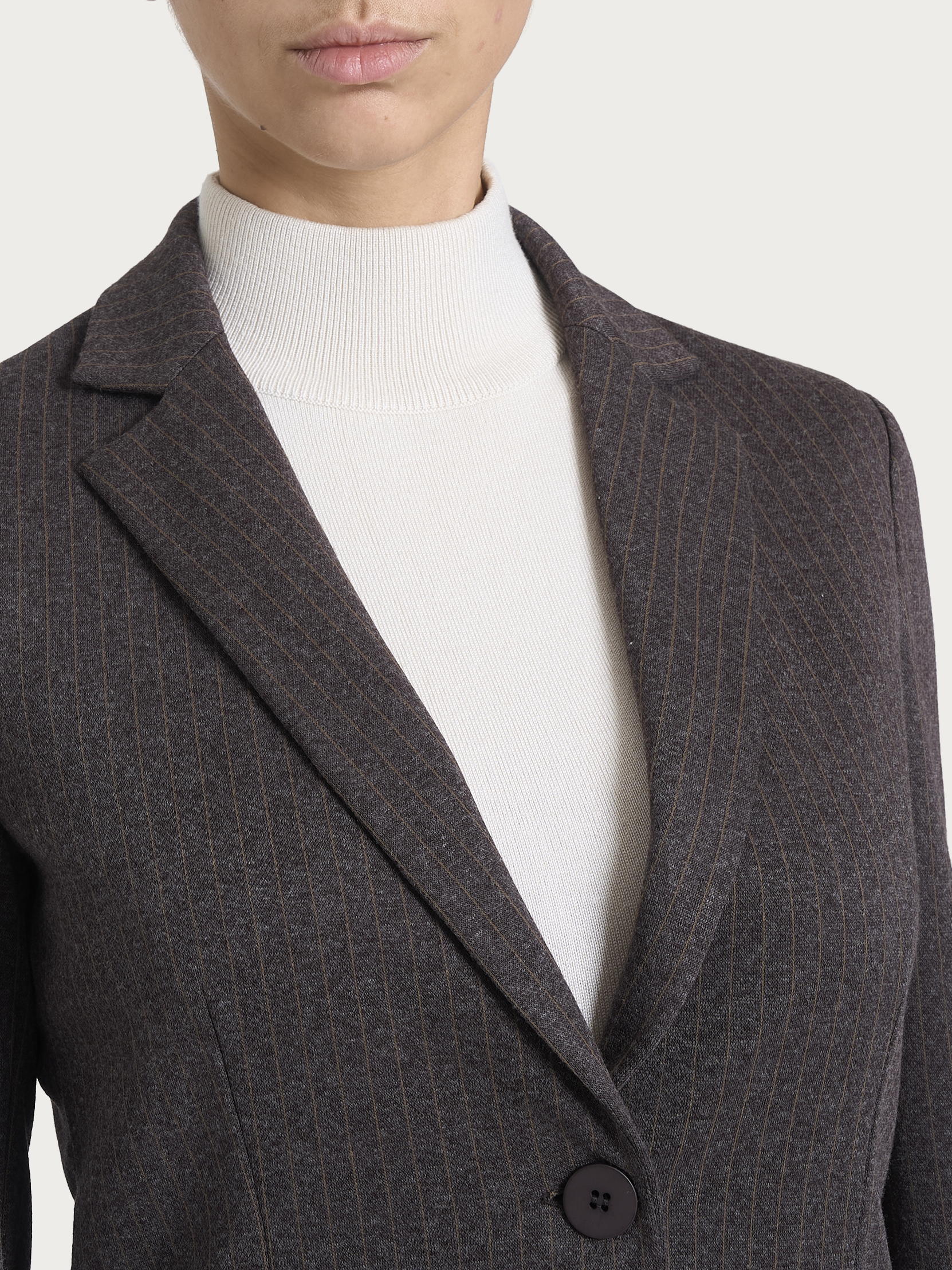 Blazer gessato con due bottoni in Eco Jacquard Marroni Donna - Ragno