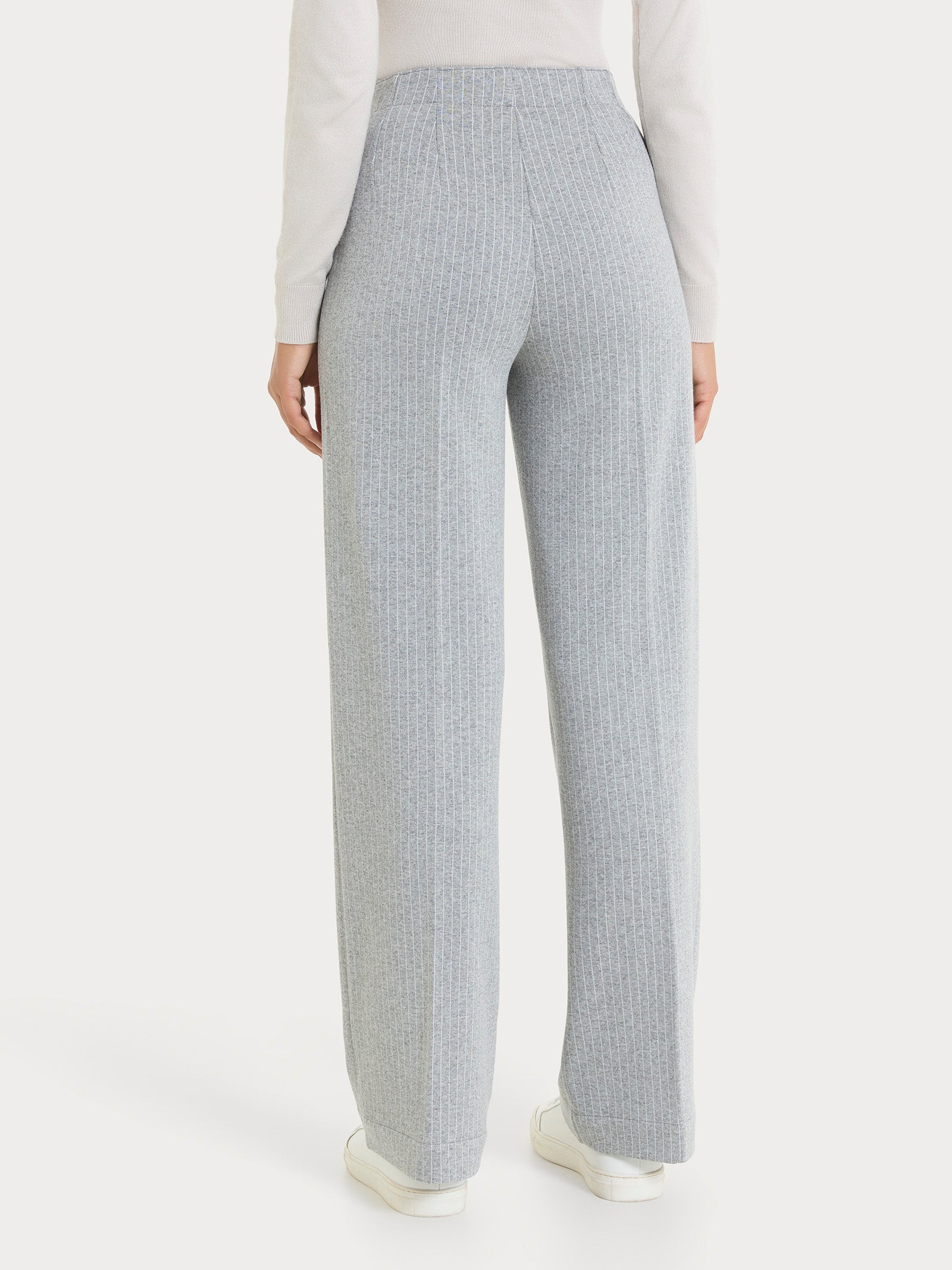 Pantalone gessato ampio con tasche in Eco Jacquard Neri Donna - Ragno
