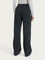 Pantalone gessato ampio con tasche in Eco Jacquard Neri Donna - Ragno