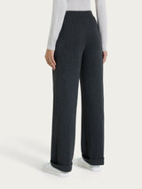 Pantalone gessato ampio con tasche in Eco Jacquard Neri Donna - Ragno