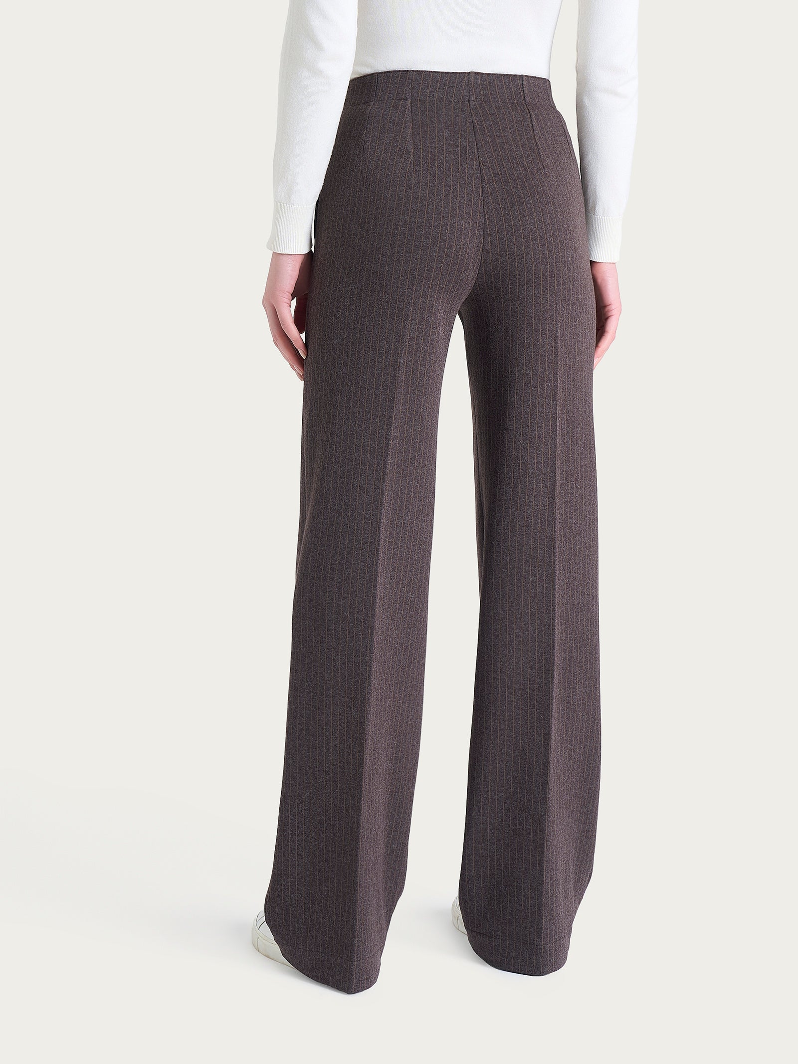 Pantalone gessato ampio con tasche in Eco Jacquard Marroni Donna - Ragno