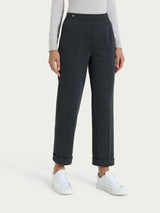 Pantalone gessato dritto con tasche in Eco Jacquard Neri Donna - Ragno