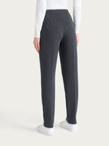 Pantalone gessato a sigaretta con spacchetti in Eco Jacquard Neri Donna - Ragno