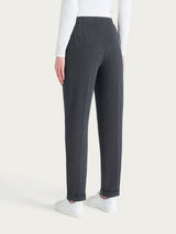 Pantalone gessato a sigaretta con spacchetti in Eco Jacquard Neri Donna - Ragno