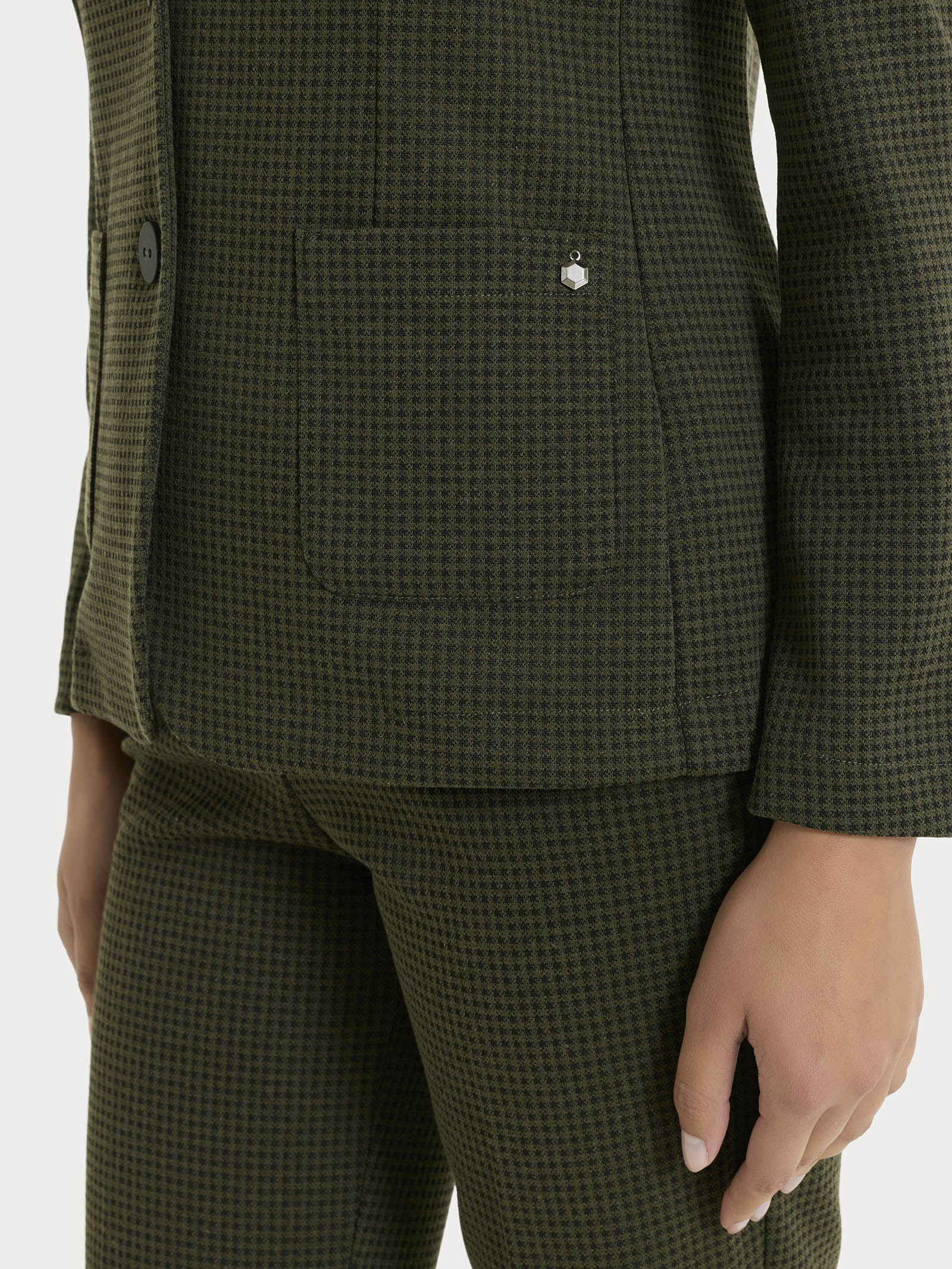 Blazer con due bottoni e micro check in Eco Jacquard Verdi Donna - Ragno