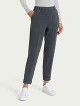 Pantalone chino slim con tasche e micro check in Eco Jacquard Neri Donna - Ragno