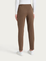 Pantalone chino slim con tasche e micro check in Eco Jacquard Marroni Donna - Ragno