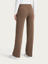 Pantalone ampio con tasche e micro check in Eco Jacquard Marroni Donna - Ragno