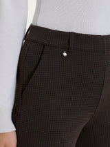 Pantalone dritto con tasche e micro check in Eco Jacquard  Marroni Donna - Ragno