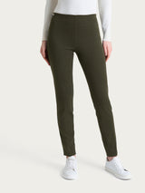 Pantalone a sigaretta con spacchetti e micro check in Eco Jacquard Verdi Donna - Ragno