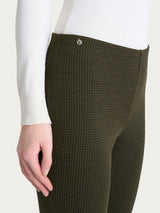 Pantalone a sigaretta con spacchetti e micro check in Eco Jacquard Verdi Donna - Ragno