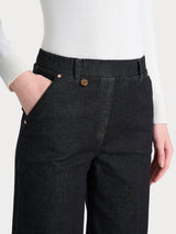 Jeans ampio alla caviglia con tasche in Heritage Denim Neri Donna - Ragno