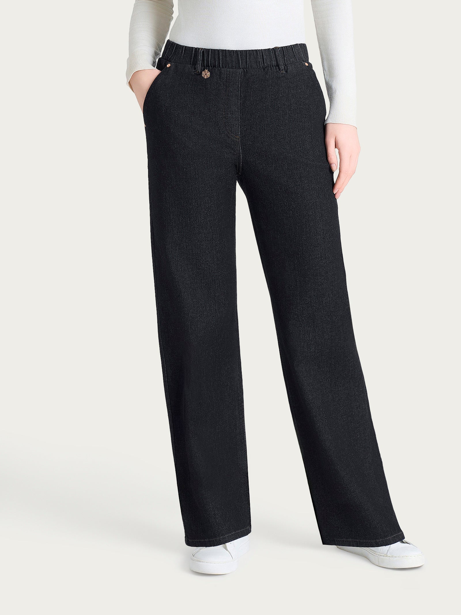Jeans ampio con tasche in Heritage Denim Neri Donna - Ragno