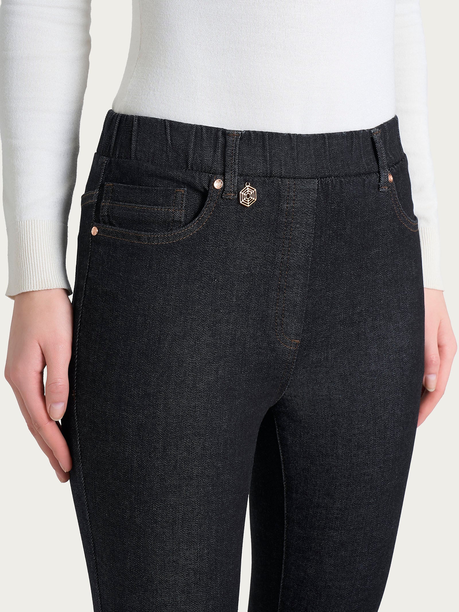 Jeans 5 tasche in Heritage Denim Neri Donna - Ragno