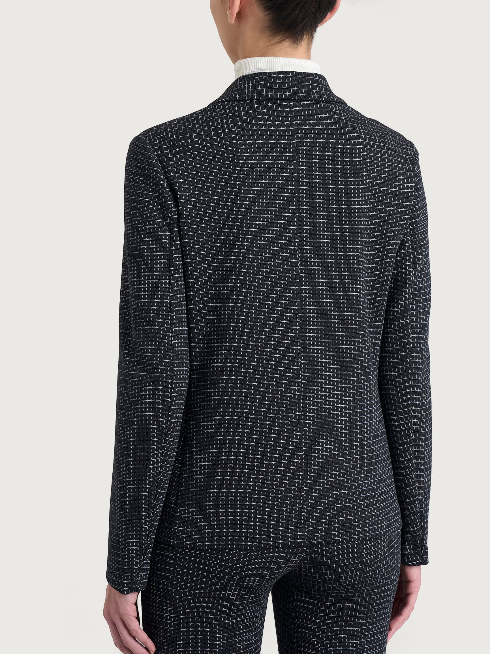  Blazer doppio petto e fantasia check in Eco Jacquard Neri Donna - Ragno