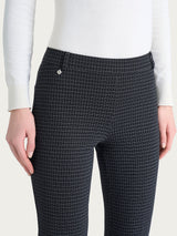 Pantalone flare alla caviglia con fantasia check in Eco Jacquard Neri Donna - Ragno
