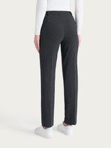 Pantalone dritto con tasche e fantasia check in Eco Jacquard  Neri Donna - Ragno