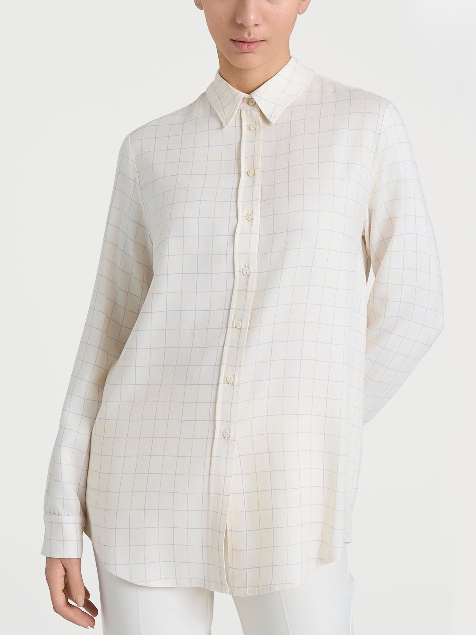 Camicia con macro check bicolor in Winter EcoSeta Bianchi Donna - Ragno