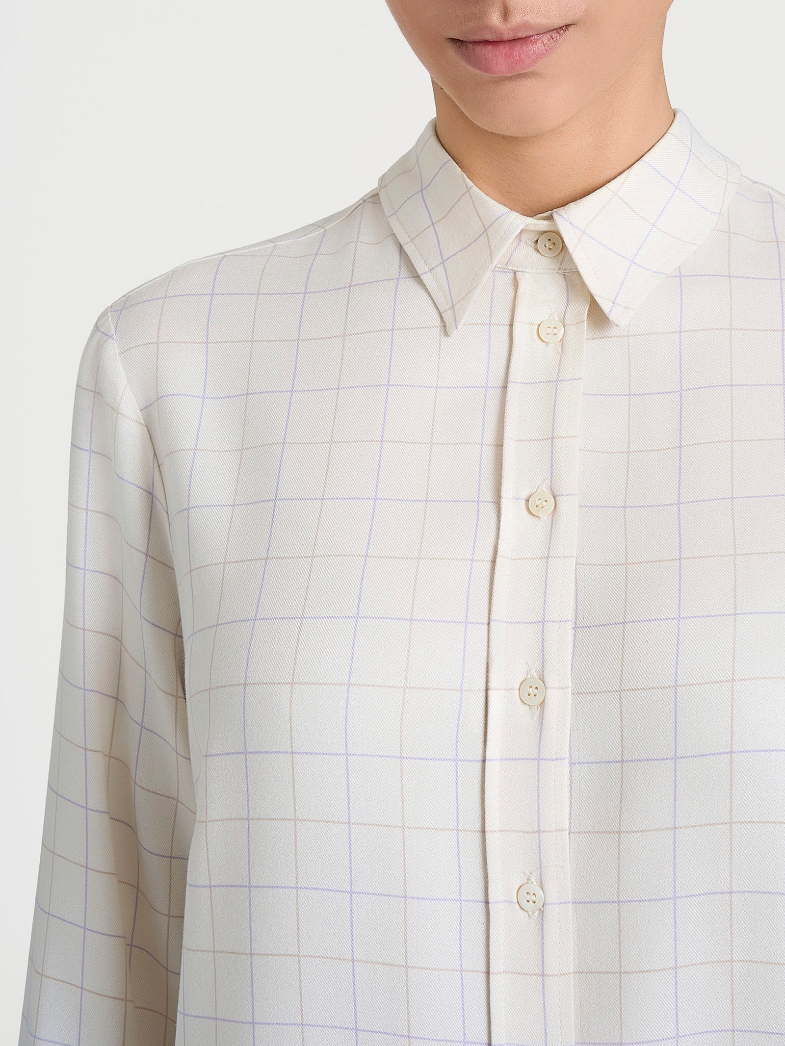 Camicia con macro check bicolor in Winter EcoSeta Bianchi Donna - Ragno