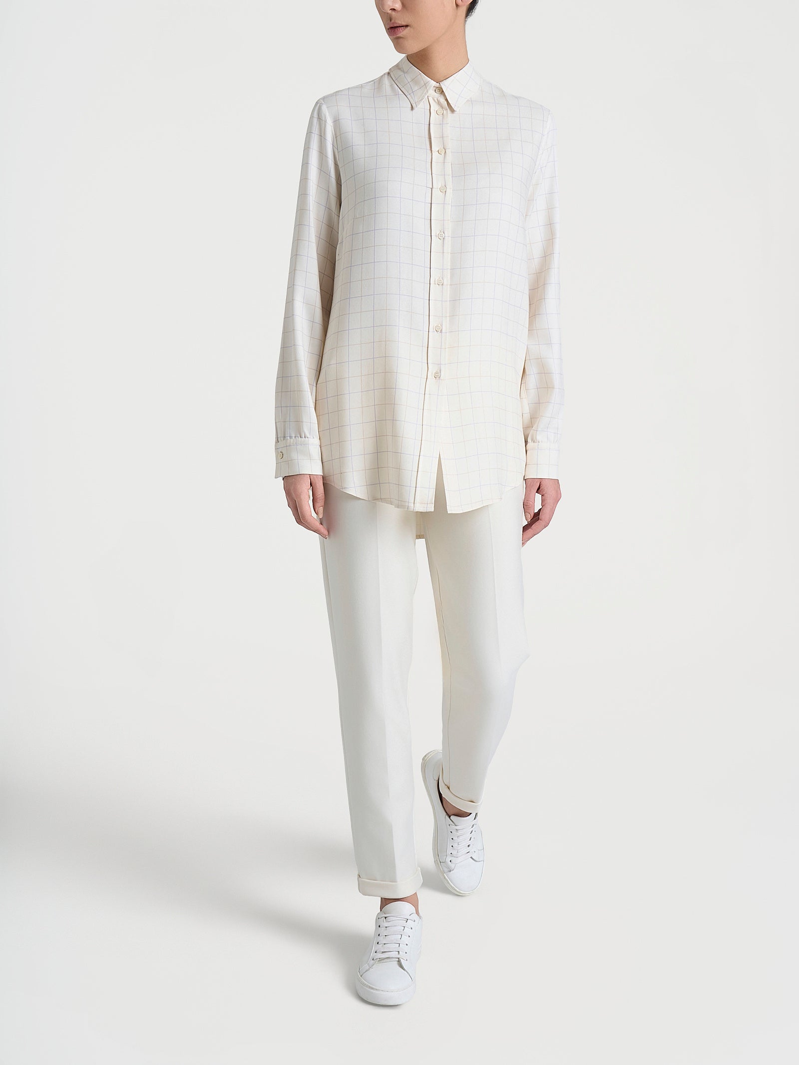 Camicia con macro check bicolor in Winter EcoSeta Bianchi Donna - Ragno