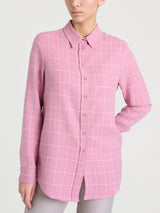 Camicia con macro check bicolor in Winter EcoSeta Rosa Donna - Ragno
